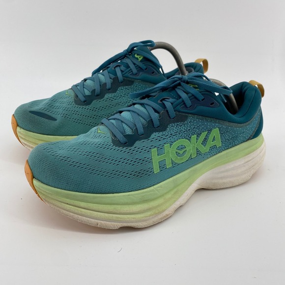 HOKA Bondi 8 Running Shoes Mens 10.5D Teal Blue Green 1123202 DLOM Max Cushion